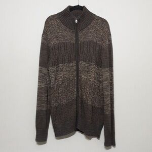 BkE cardigan knit sweater zip up men L grandpa brown Y2K black academia casual
